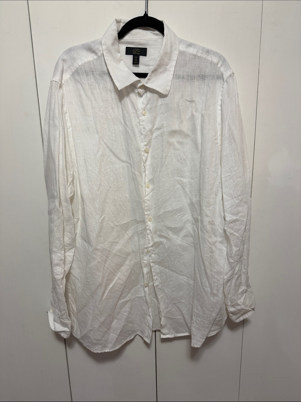 Club Room White Linen Casual Button-Down Shirt